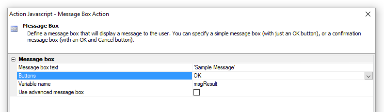 Basic Message box settings